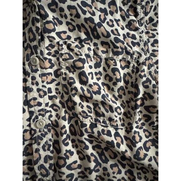 Beach Lunch Lounge Blouse Women's S Leopard Animal Print Button Up Tie Waist - Picture 8 of 8